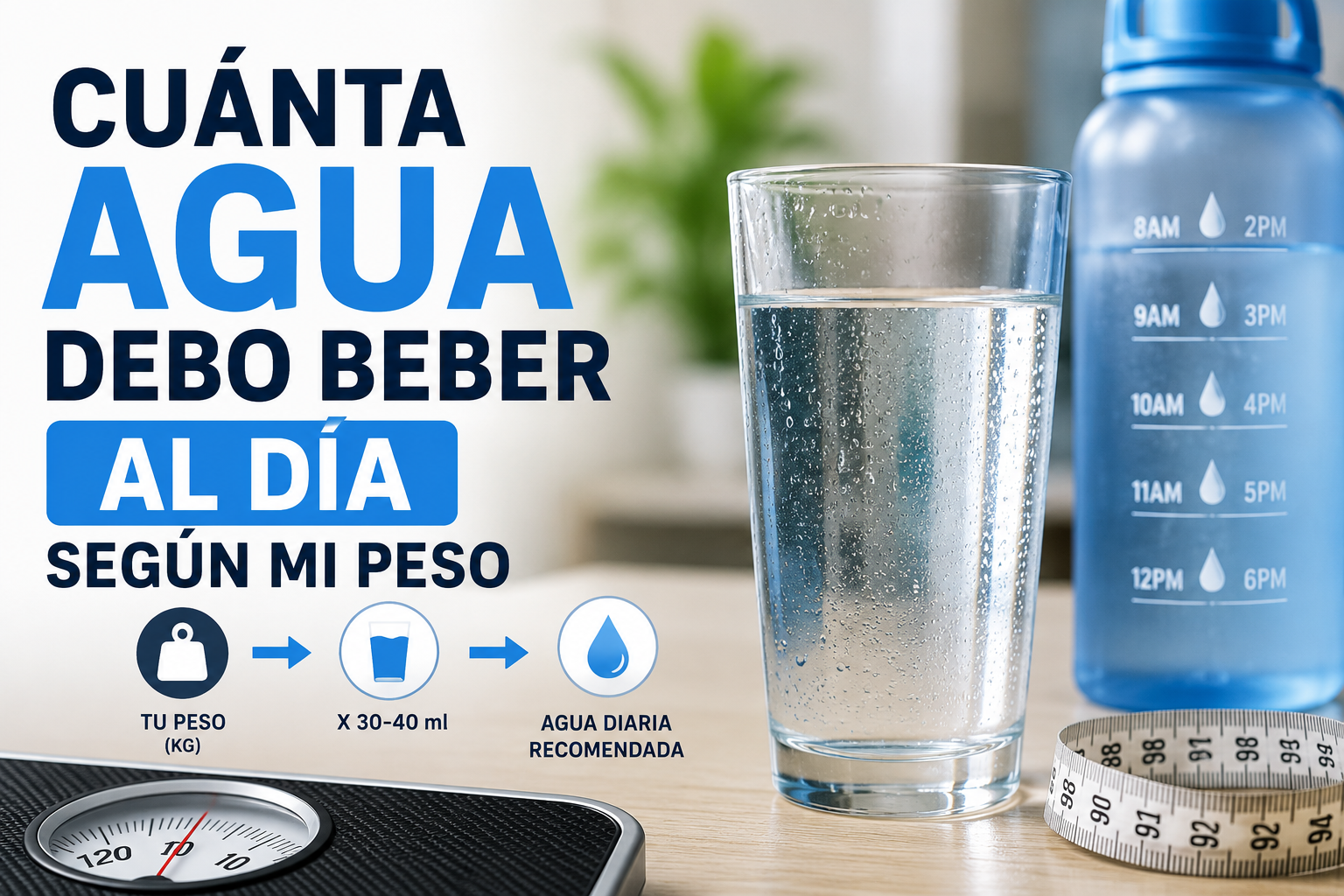 Cuánta agua debo beber al día según mi peso