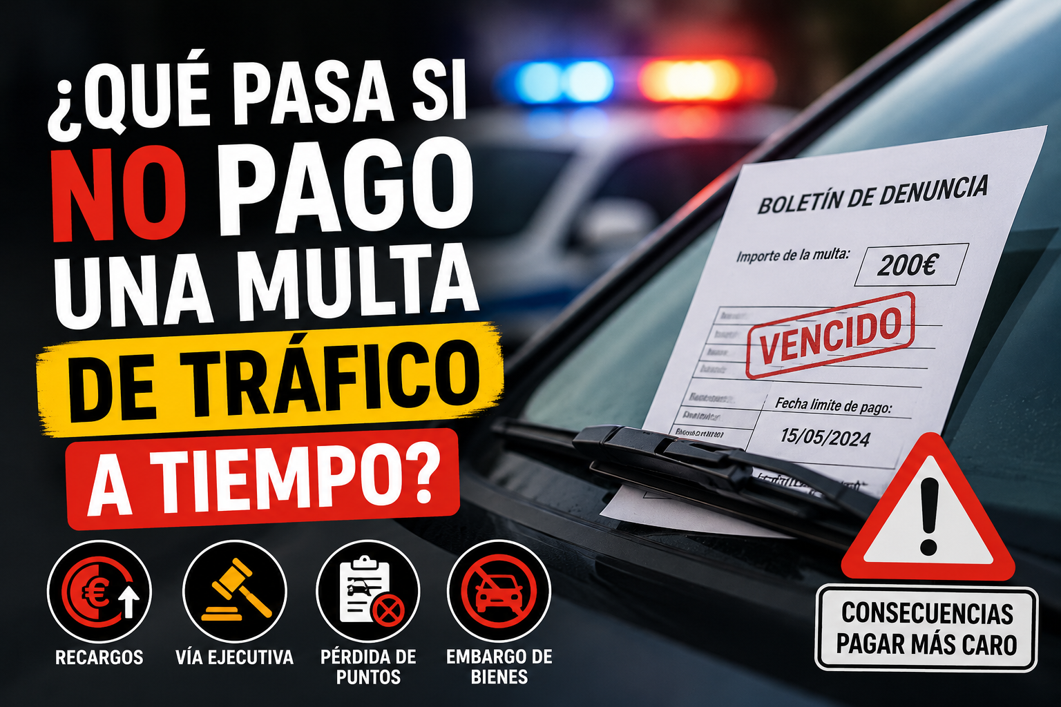 Qué pasa si no pago una multa de tráfico a tiempo